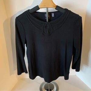 Rafaella Black Women's Blouse with Unique Neckline